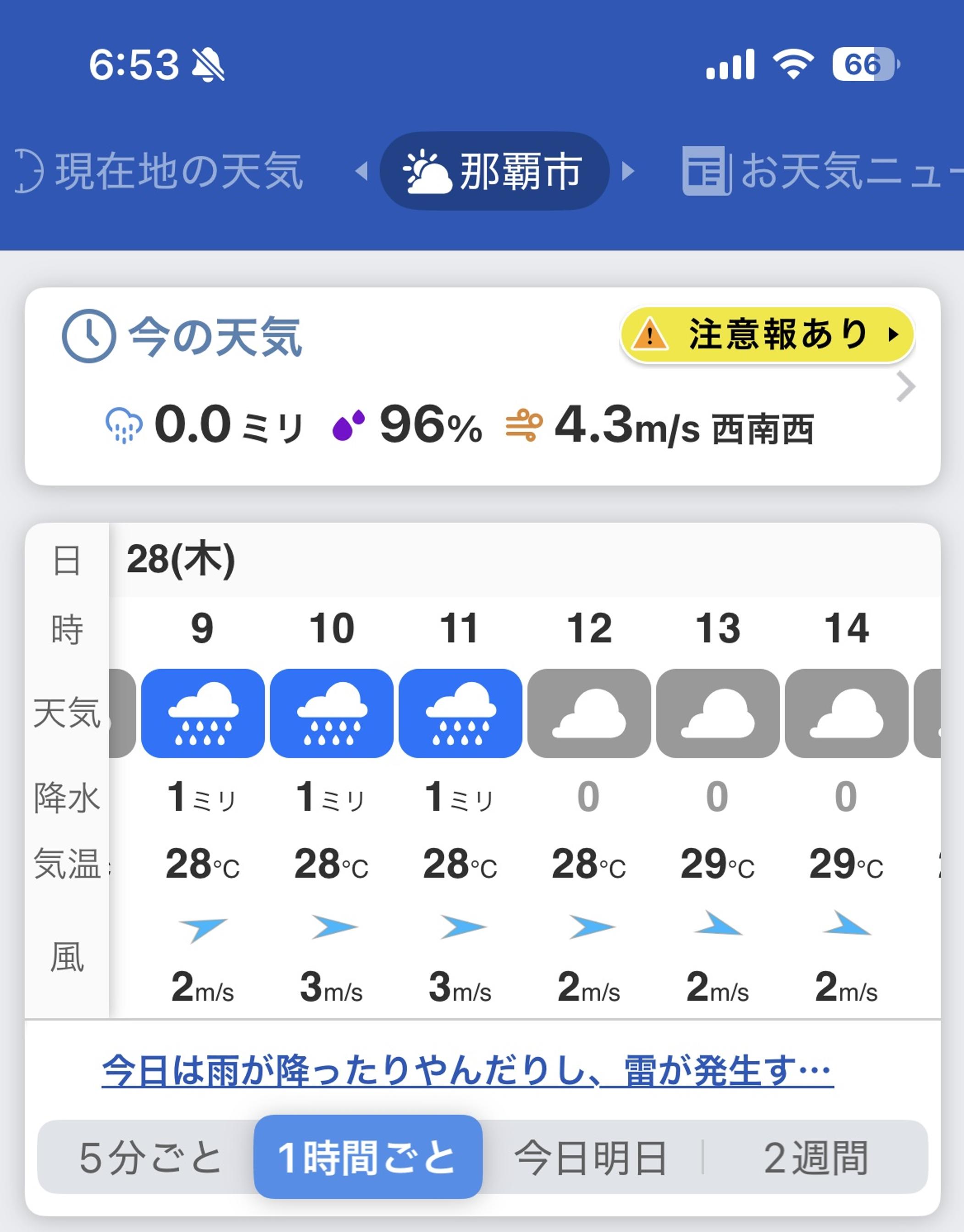 ６時５３分の天気予報
